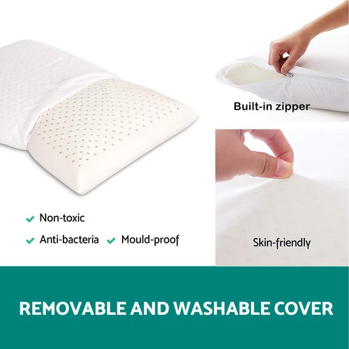 100% Natural Talalay Latex Pillow Sleeping Bed Pillows, Extra Soft Luxury Queen Pillow, Perfectly Aligns for Side/Back Pain, Stomach, Neck, Removable Breathable Cotton Cover (Standard (Medium))