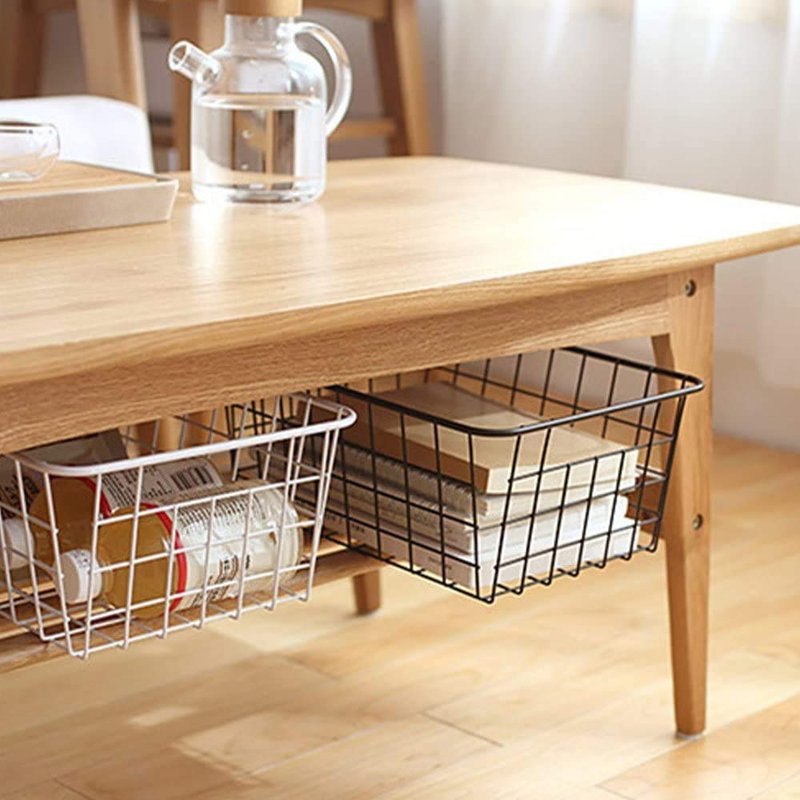 iPEGTOP Wire Storage Freezer Baskets, Set of 2 13.4" Household Organizer Storage Bins Fridge Basket Rack with Handles for Kitchen Cabinets, Pantry, Office, Bathroom Organization - White