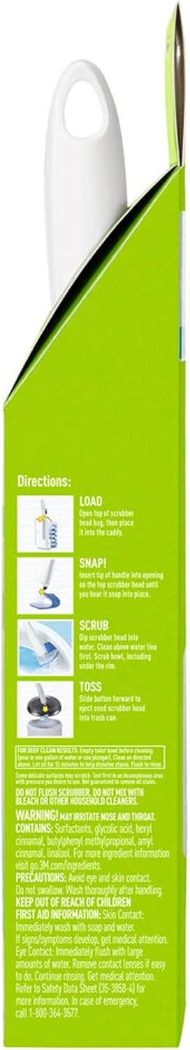 Scotch-Brite Toilet Scrubber Starter Kit - Disposable Refills with Built-In Bleach Alternative | Includes Handle & Caddy
