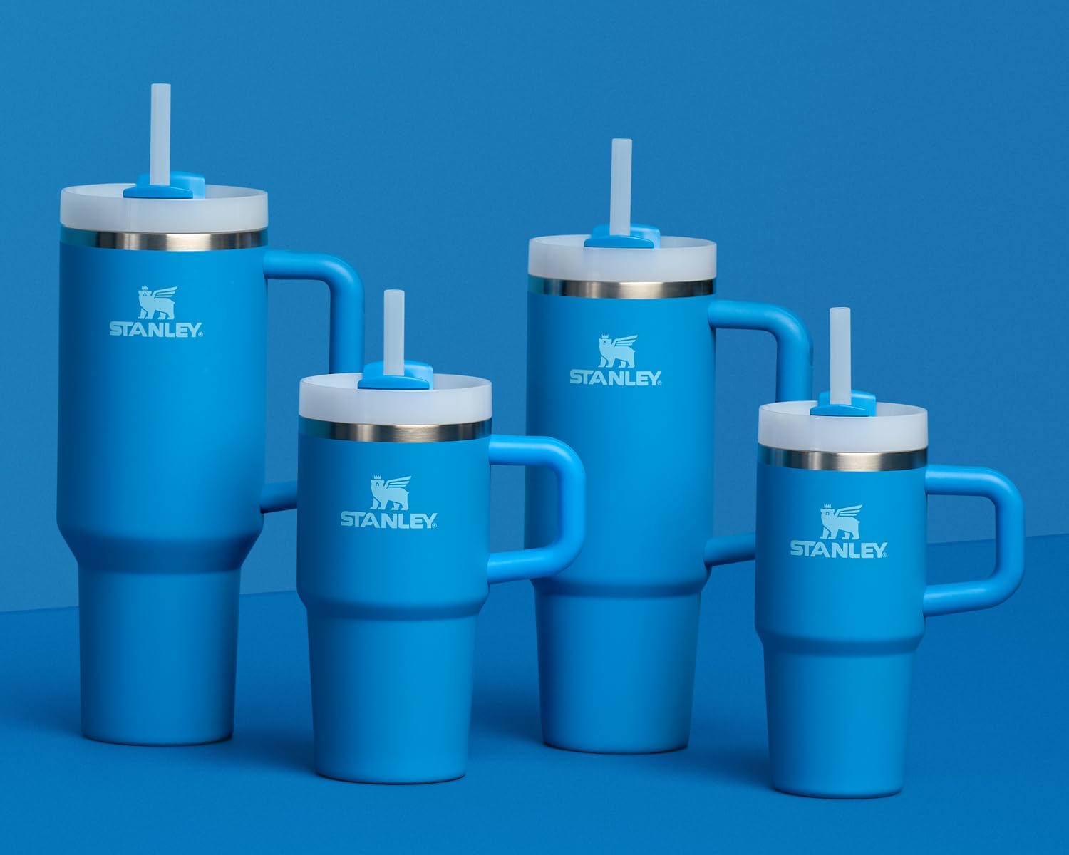 STANLEY Quencher H2.0 Tumbler - 14 oz Insulated Stainless Steel Cup with Handle & Straw | Azure Color