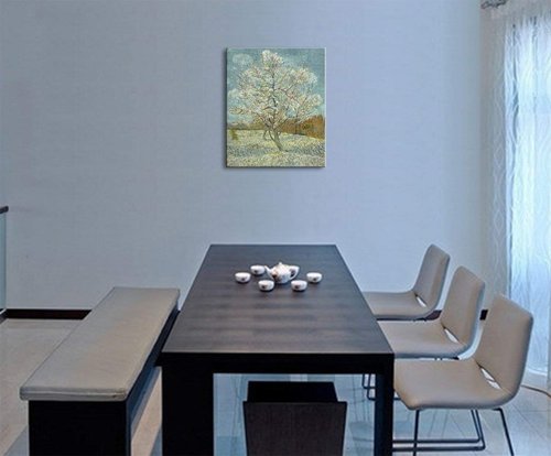 Wieco Art The Pink Peach Tree by Van Gogh Famous Oil Paintings Reproduction Large Modern Stretched and Framed Landscapes Artwork Classic Pictures Giclee Canvas Prints Wall Art for Home Decor