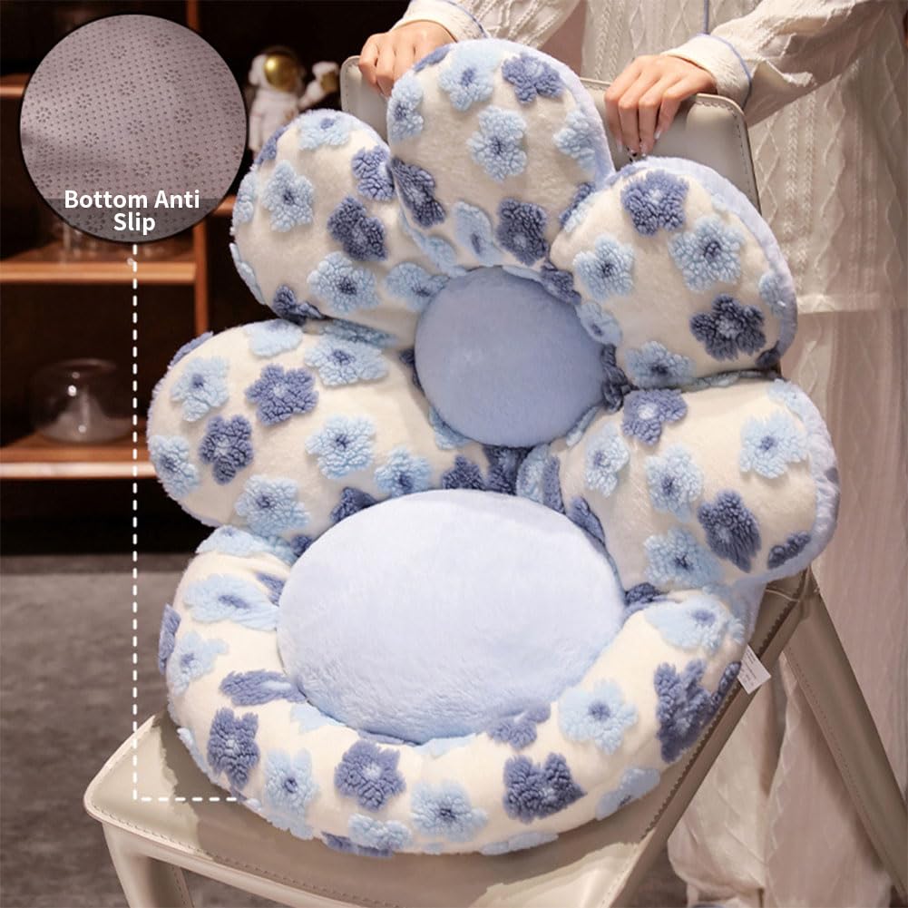 Gujuja Flower Chair Cushion with Backrest Comfortable Office Chair Pad Student Dormitory Seat Cushion for Sedentary Group Home Decor