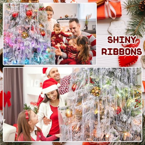 Silver Christmas Tree Tinsel Icicles - 5000 Strands 19.7 Inch Mylar Foil