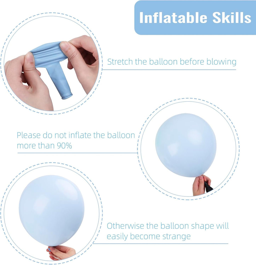 RUBFAC Pastel Blue Balloons - 129pcs in Various Sizes for Garland & Arch | Perfect for Birthday & Baby Showers