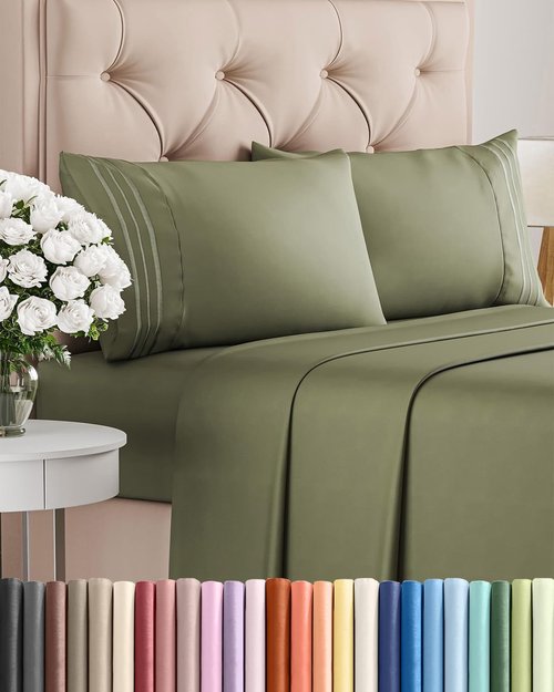 Cal King Size Sheet Set by Oeko-Tex | Comfy, Breathable & Cooling Luxury Bedding - Sage Green