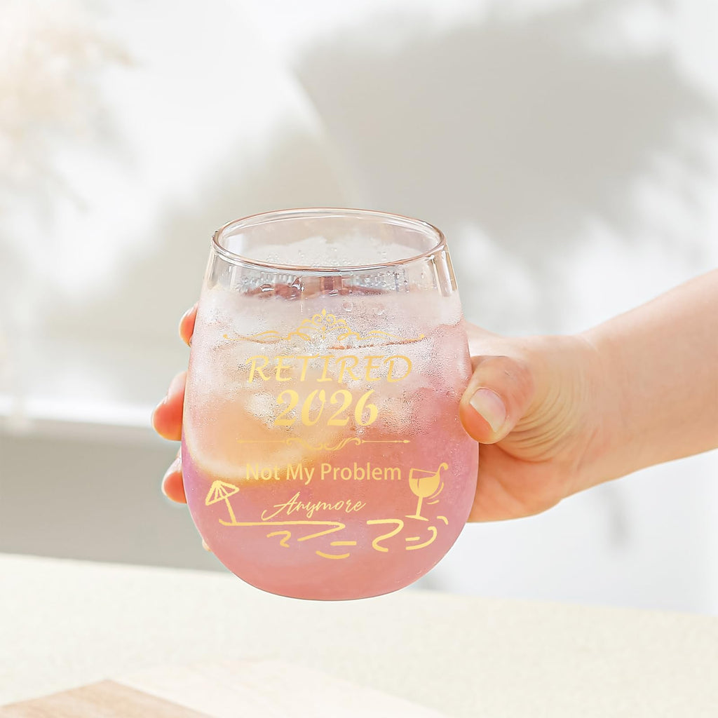 Best Retirement Gifts for Woman Men 2026 Thank You Leaving Gifts Retired Farewell Gift for Coworkers Colleagues Stemless Wine Glass Cool Retirement Good Luck Gift Happy Retirements Party Decorations