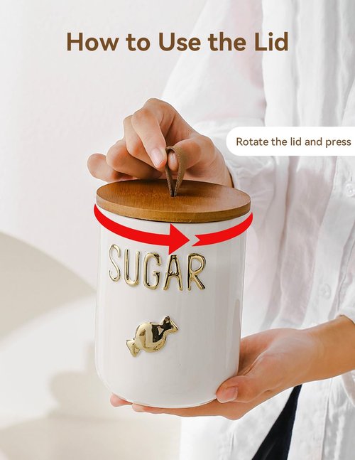ALSKHEAS Ceramics Food Storage Jar Canister with Airtight Seal Lid, Simple Style Canisters Sets for Kitchen Counter, White Food Storage Jar for Coffee Sugar Tea (27.05oz/800ml)