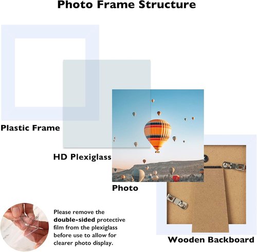 JCJMY 4x4 Picture Frame - White Wall Hanging & Tabletop Display | Shatter-Resistant Plexiglass