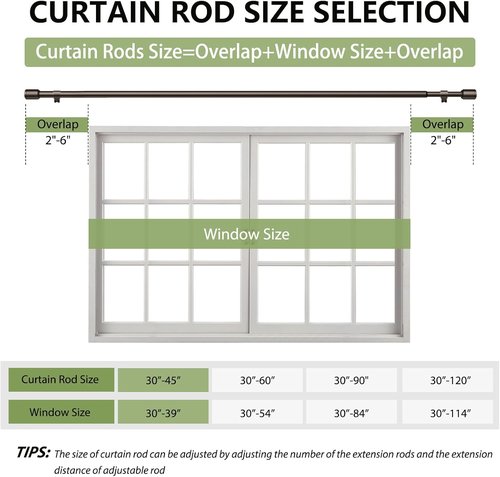 Adjustable Bronze Curtain Rods by [Brand Name] - 30-45 Inch for 30-39 Inch Windows | 2 Pack with Brackets