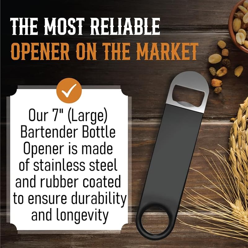 7-Inch Stainless Steel Bottle Opener Pack - Professional Barware Speed Openers