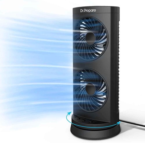 Dr. Prepare Desk Fan - Portable Oscillating Tower Fan with 3-Speed Options | 110° Oscillation, 13 Inch