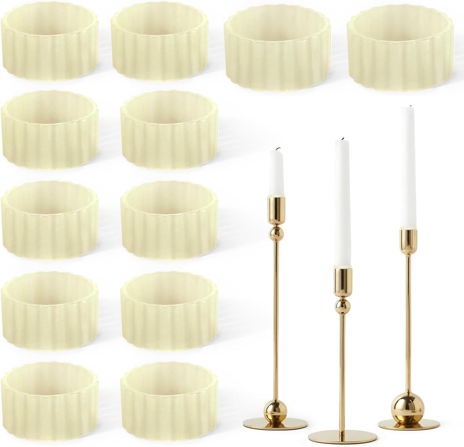 Silicone Candle Grippers by 12 Pack - Flexible Holders for Taper Candles | Fits 3/4 Inch Diameter for Weddings & Events