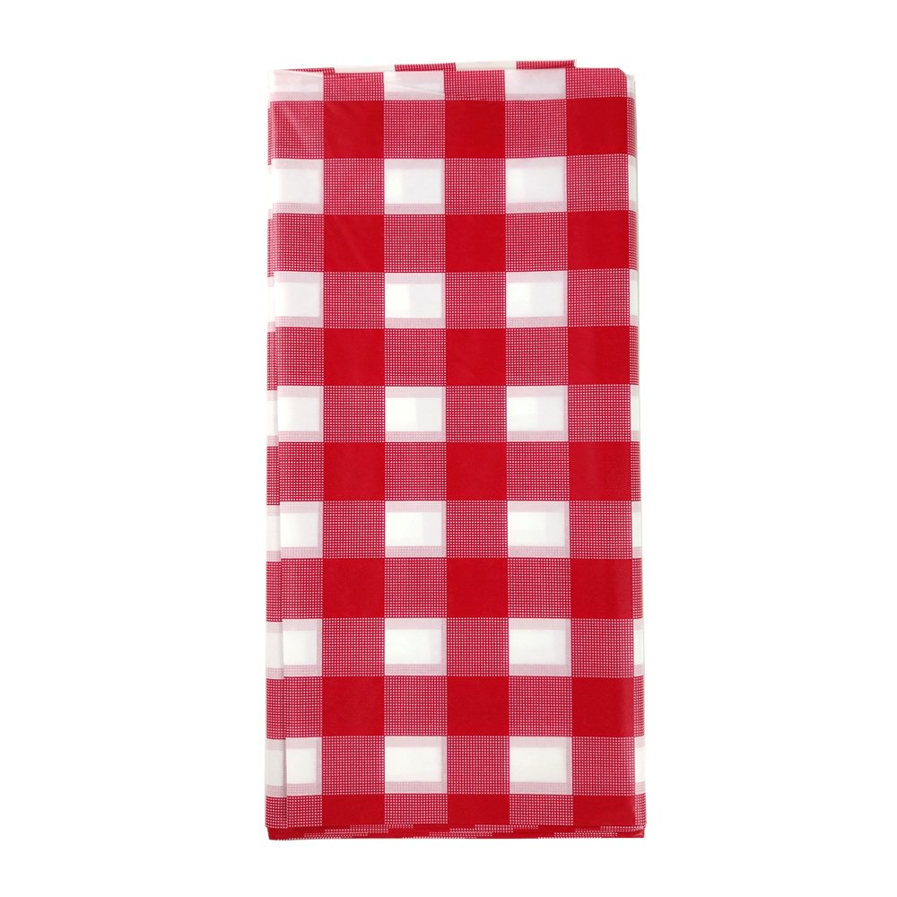 Crystal Lemon 8-Pack Red and White Checkered Plastic Covers – Disposable Plaid Picnic Party Décor for Tables (8 Count)