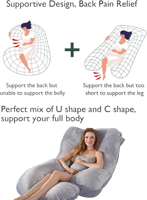 BATTOP Pregnancy Pillow - Full Body Maternity Support with Removable Washable Cover | Ideal for Back, Hips, Legs, Belly