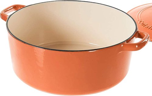 Cuisinart Enameled Cast Iron Round Casserole - 7-Quart in Terracotta Orange for Versatile Cooking