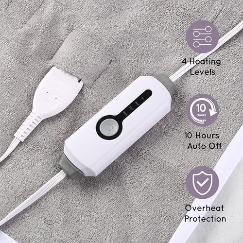 Electric Heated Mattress Pad - Full Size Sherpa Fleece, 4 Heat Levels, 10-Hour Auto Off