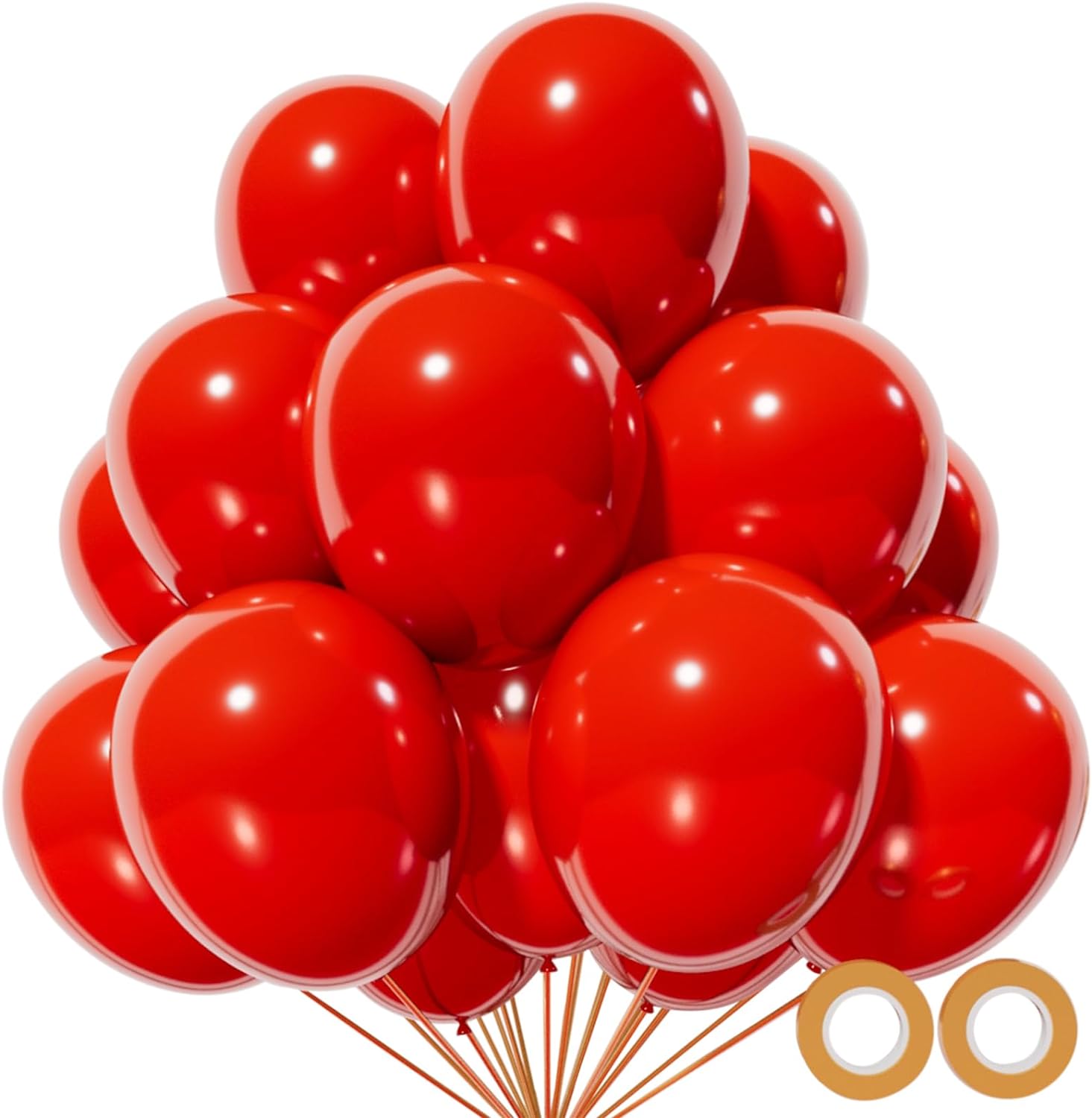 Red Balloon 110pcs - 12 Inch Red Latex Balloons for Birthday, Valentine's Day & Weddings | Includes 2 Ribbons
