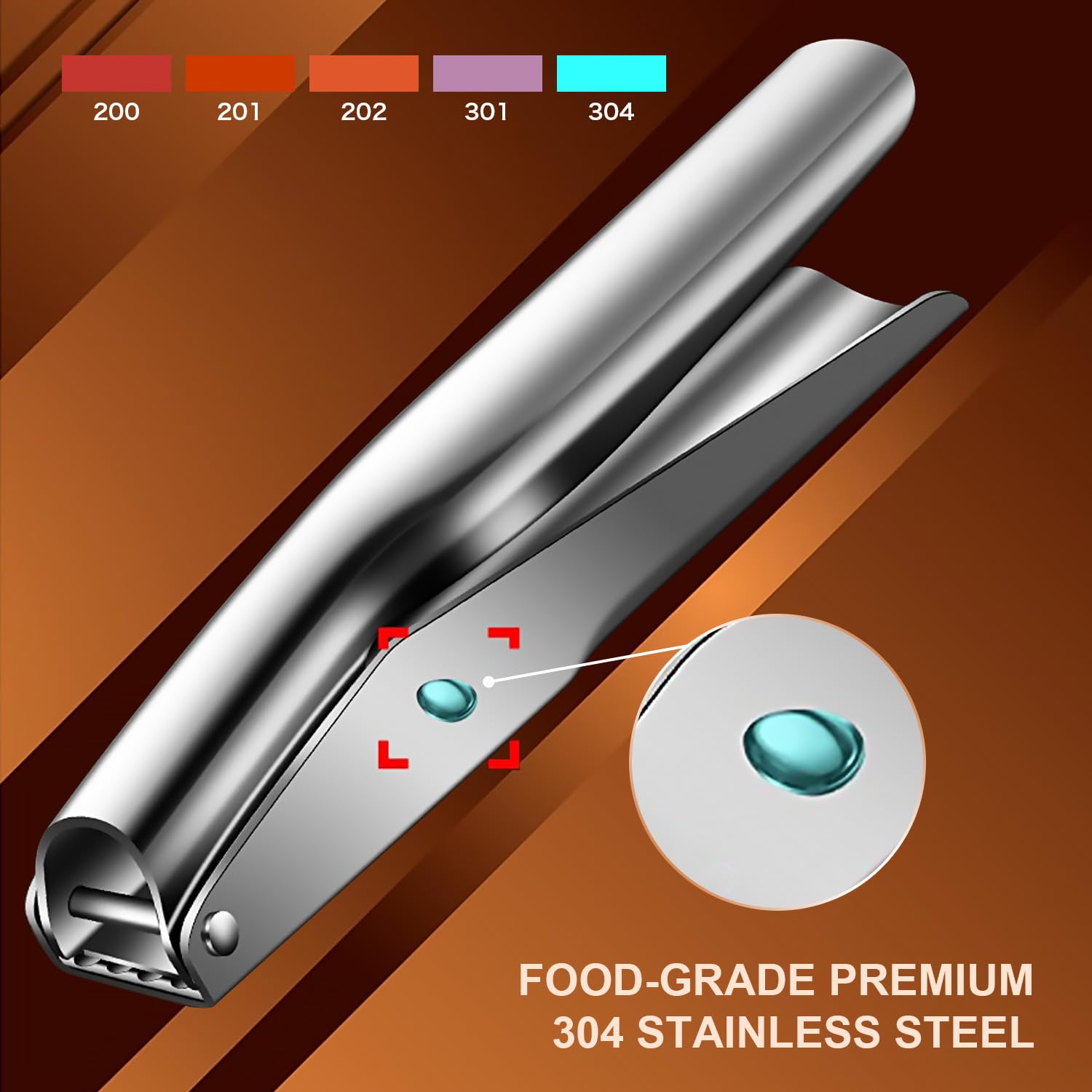 KAITION Stainless Steel Garlic Press, Premium Garlic Crusher - Leak-Proof, Easy to Clean, Rust-resistant, Dishwasher Safe!