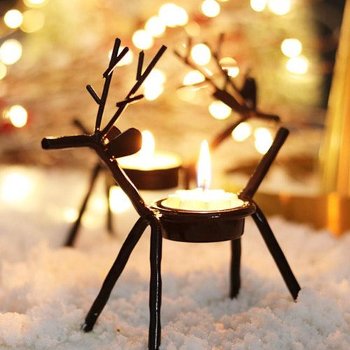 BestAlice Reindeer Tealight Holders - Metal Christmas Candle Holders for Holiday Decor | 2 Pack