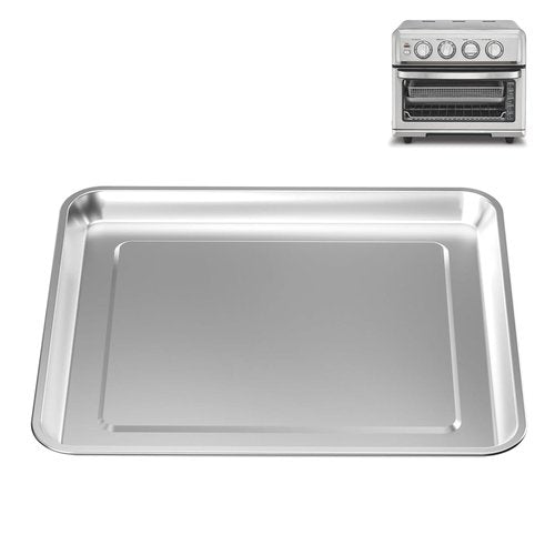 Baking Pan Stainless Steel, 12.4" x11" Air Fryer Replacement Tray for Cuisinart Air Fryer TOA-060 and TOA-065 TOA-70 Toaster Oven Replacement Pan Accessories Parts for Cooking Bread Broiling, Nontoxic