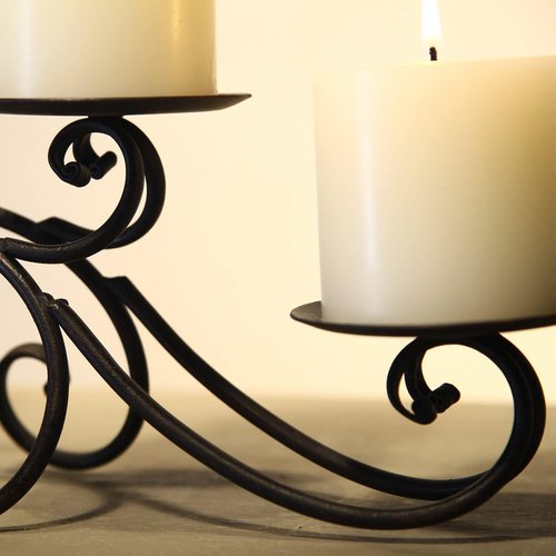 Adeco HD0004 Black Pillar Candle Holder - Elegant Antique Finish for Home Decor