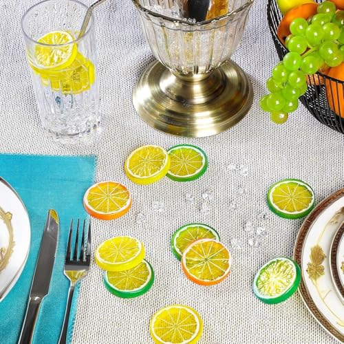 300 Pcs Clear Fake Crushed Ice Cubes & 20 Pcs Lemon Slices Decor