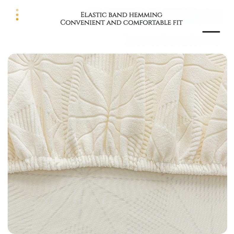 Stretch Bed Headboard Cover - Jacquard Dustproof Protector (47in, Khaki)