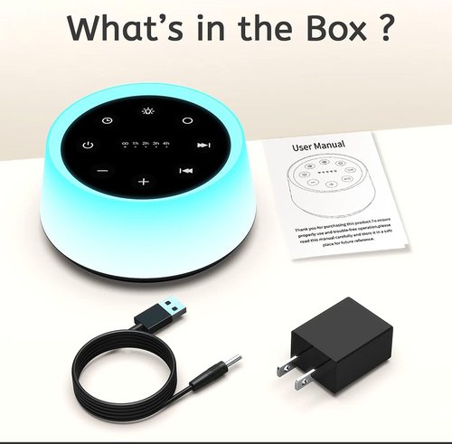 ColorsNoise Sound Machine - White Noise Machine with 30 Soothing Sounds & 12-Color Night Light (Black)