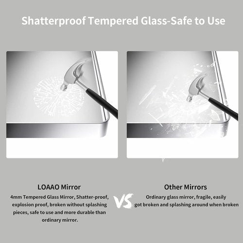 LOAAO Brushed Nickel Bathroom Mirror - 60X36 Inch Rounded Rectangle Design, Anti-Rust & Shatterproof