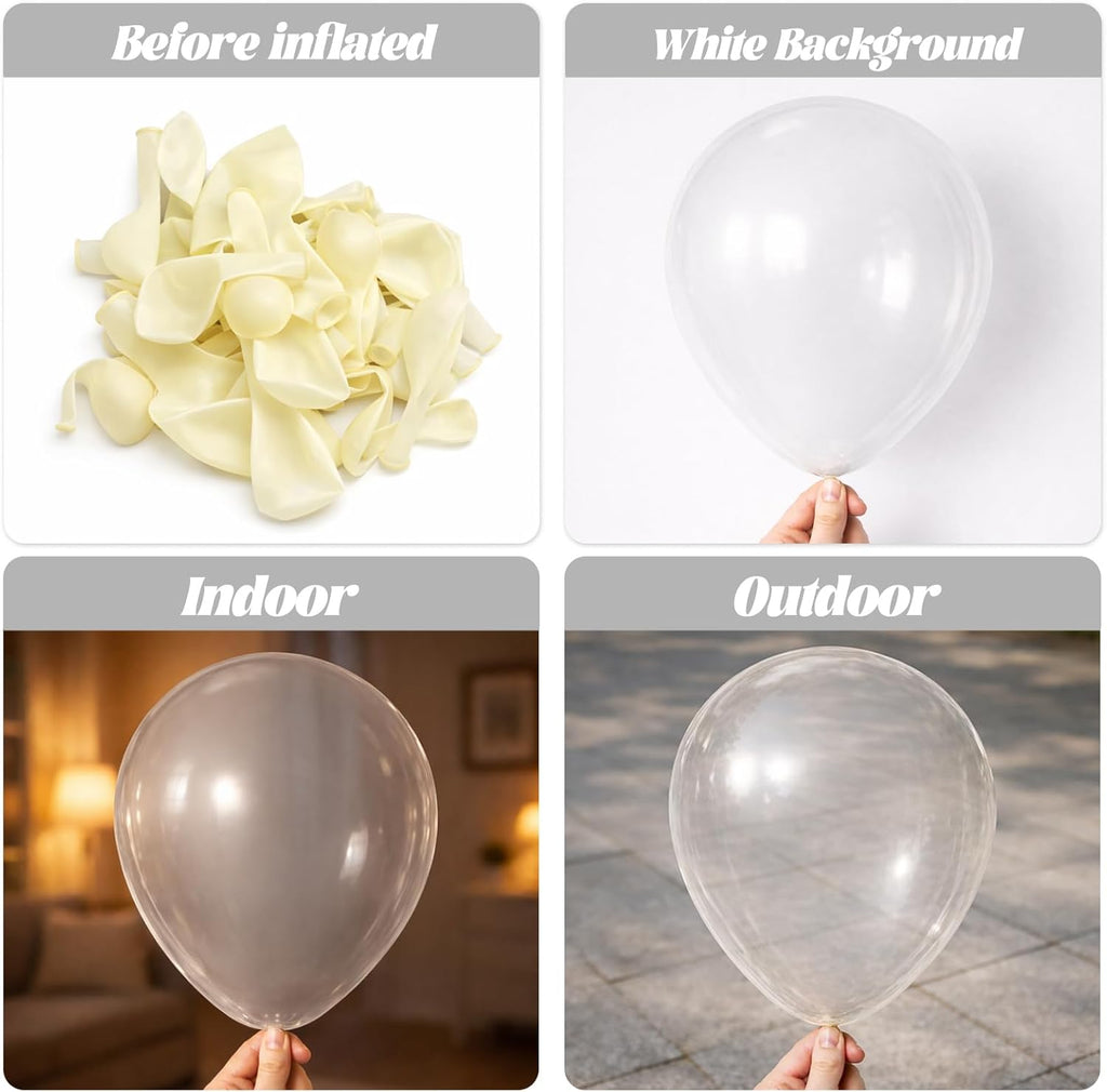 Voircoloria Clear Balloons - 90-Pack Transparent Balloon Garland Kit | 18/12/10/5 Inch for Weddings, Graduations, and Parties