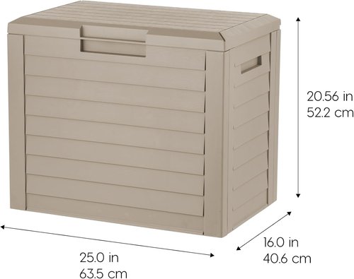 IRIS USA 35-Gallon Outdoor Storage Box - Lockable, UV-Protected & Weather-Resistant - Beige