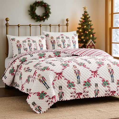 Avanti Linens Christmas King Quilt Set with Pillowcases - Festive Holiday Bedding
