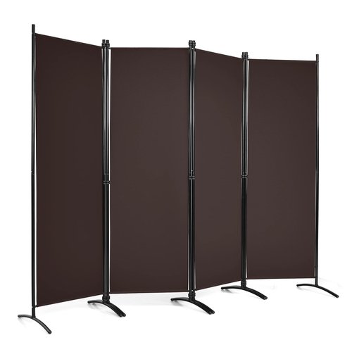 Giantex 4 Panel Room Divider - Folding Privacy Screen for Room Partition, 5.6 Ft Foldable Separator Wall, Brown