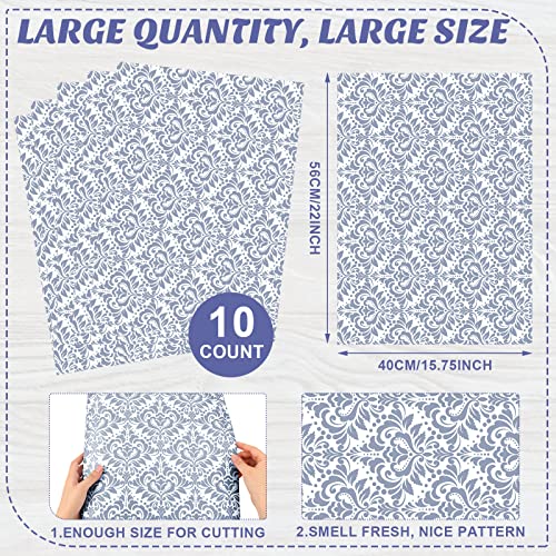 Lavender Scented Drawer Liners - Damask Print Non-Adhesive Shelf Paper, 10 Sheets