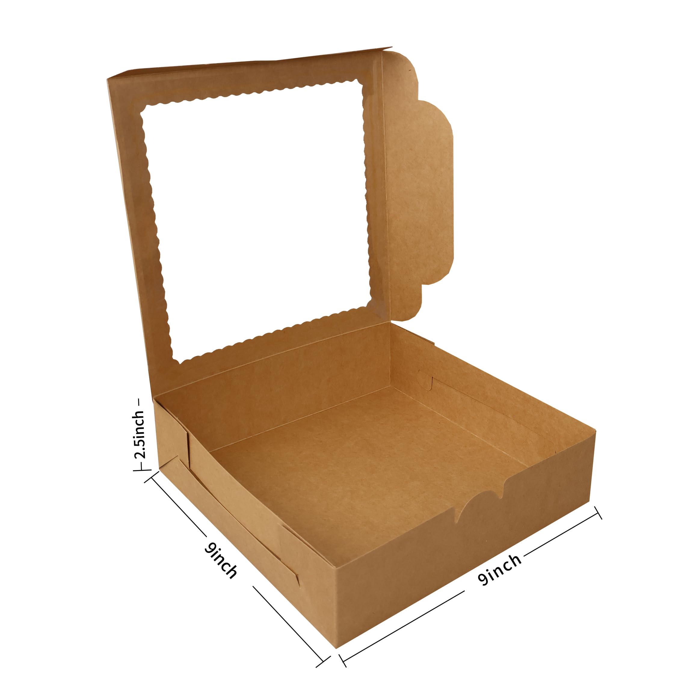 12pcs 9x9x2.5 Inches Brown Pie Box Bakery Boxes with Window Cookie boxes Treat Boxes Dessert Boxes Donut Boxes Muffin Boxes for Pastry Candy Small Cake Cupcake for Gift Giving Party