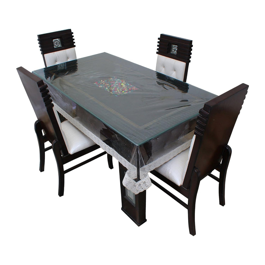 SNDecor Indoor Outdoor Heavy Duty Premium Crystal Clear Vinyl Tablecloth, Waterproof Wipeable Plastic Protector Cover for Tables (White Lace, 60" x 108")