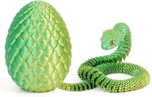 3D Printed Luminous Green Dragon Egg - Articulated Crystal Dragon Home Office Décor