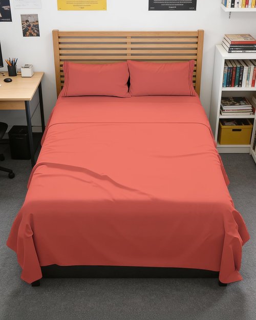 Full XL Bed Sheet Set by Hotel Luxury | 4-Piece Soft, Breathable & Cooling Bedding - Deep Pockets, Coral