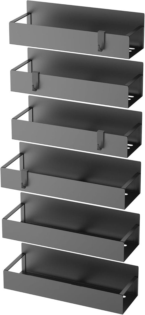 HuggieGems Magnetic Spice Storage Rack - 6 Pack Organizer for Refrigerator & Oven, Black