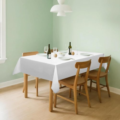 20 Pack Disposable Plastic Tablecloths - Waterproof White Table Covers for Weddings & Parties | 54 x 108 Inch