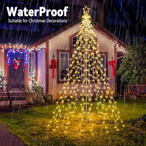 Flacchi 10 ft Outdoor Christmas Tree Lights with Pole — Warm White & Multicolor