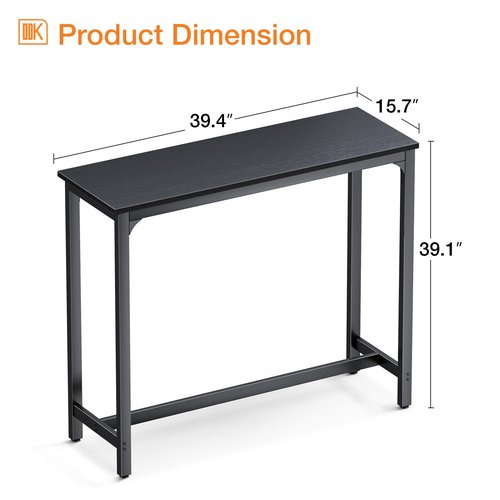 ODK 39 inch Bar Table, Bar Height Pub Table, Counter Height Bar Table, Rectangular High Top Kitchen & Dining Counter Tables with Sturdy Legs & Easy-to-Clean Top, Indoor use, Black
