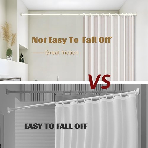 GXOACKJ Brushed Nickel Shower Curtain Rod - Adjustable 31-80 Inch Spring Tension, No Drilling, Rust-Resistant
