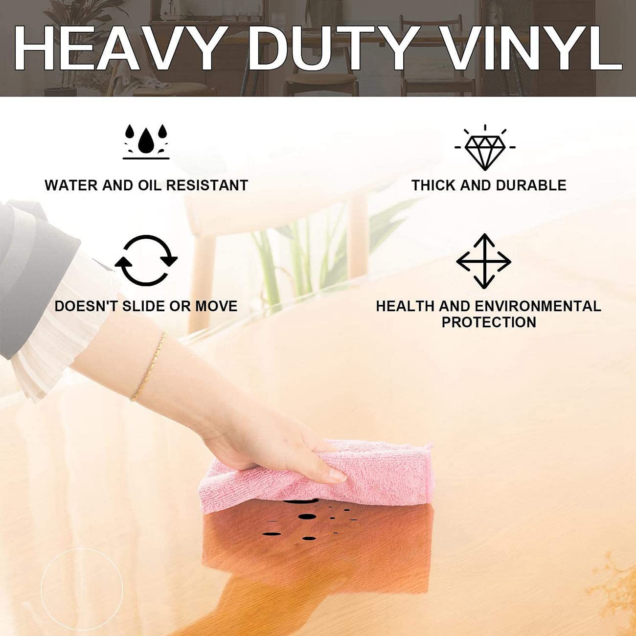 Leffora Clear Table Cover Protector 48 x 76 Inch, 1.5mm Thick Plastic Desk Protector Mat, Rectangular Waterproof PVC Placemats, Transparent Mat for Kitchen, Dresser, Writing Desk, Dining Room Table