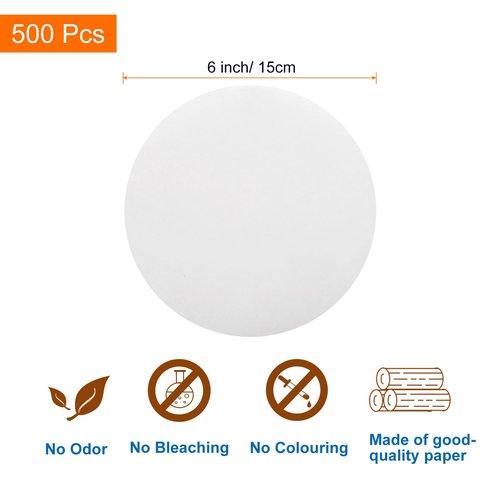 uxcell 500Pcs Parchment Paper Rounds 6 Inch, Round Parchment Paper Non Stick for Baking Small Cakes, Separating Frozen Meat, White