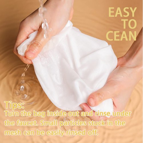 4 PCS Extra Fine Mesh Strainer Bags with Handle, Reusable Thai Tea Strainer, Cheesecloth for Straining NutMilk Coffee Milk Juices Honey Wine Oil Yogurt (2 Medium & 2 Small)