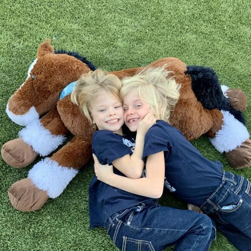 Tezituor 47-Inch Chocolate Horse Plush Pillow for Kids & Adults, Giant Riding & Decor Toy