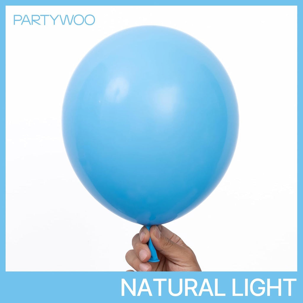 PartyWoo Light Blue Balloons - 50pcs 12 Inch Pastel Latex Helium Balloons for Baby Shower & Parties