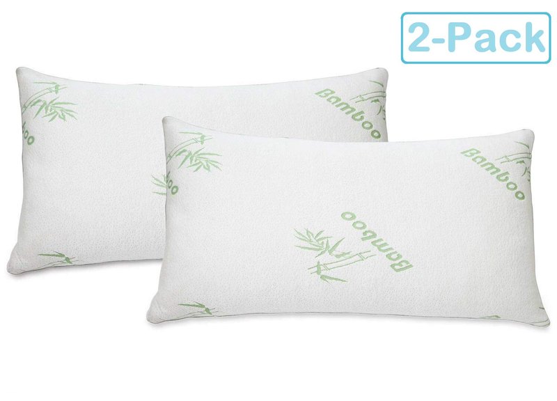 All American Collection Soft Home Bedroom Premium Hotel Quality 2pc Pillow Shredded Memory Foam for Sleeping (King, White)