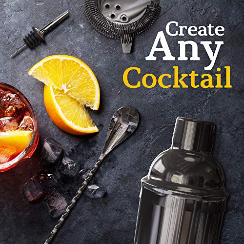 Highball & Chaser Gunmetal 13-Piece Cocktail Shaker Set with Bar Tools & E-Book